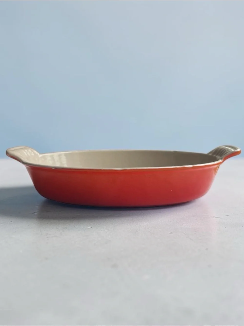 Le Creuset Cerise Red Oval Stoneware Au Gratin Baking Dish #20 Oven to Table